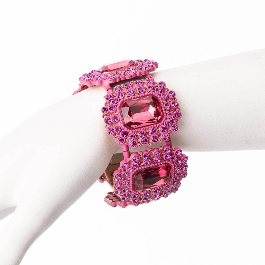 Chic Ad Hoc Bracciale semirigido elastico cristalli fuxia