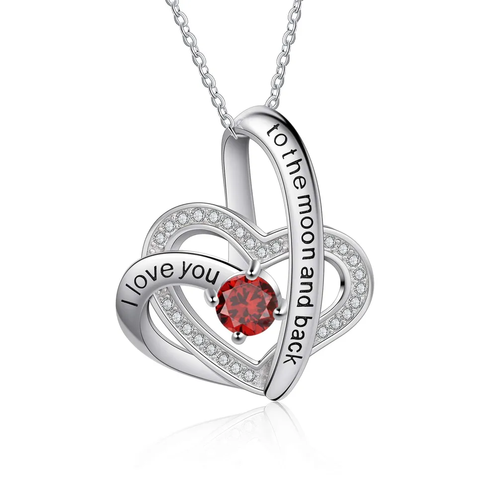 Jessemade Gioielli Collana Cuore Argento 925 Pietra Gennaio