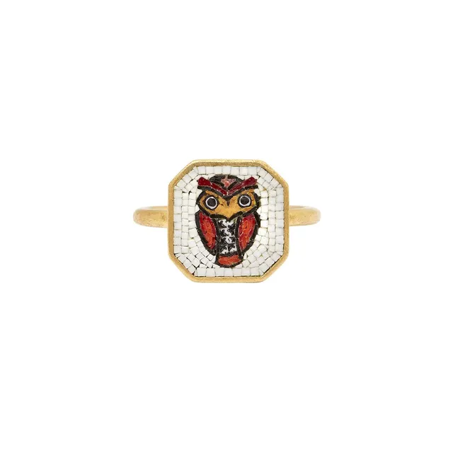 Le Sibille Anelli Owl Ring anello oro giallo