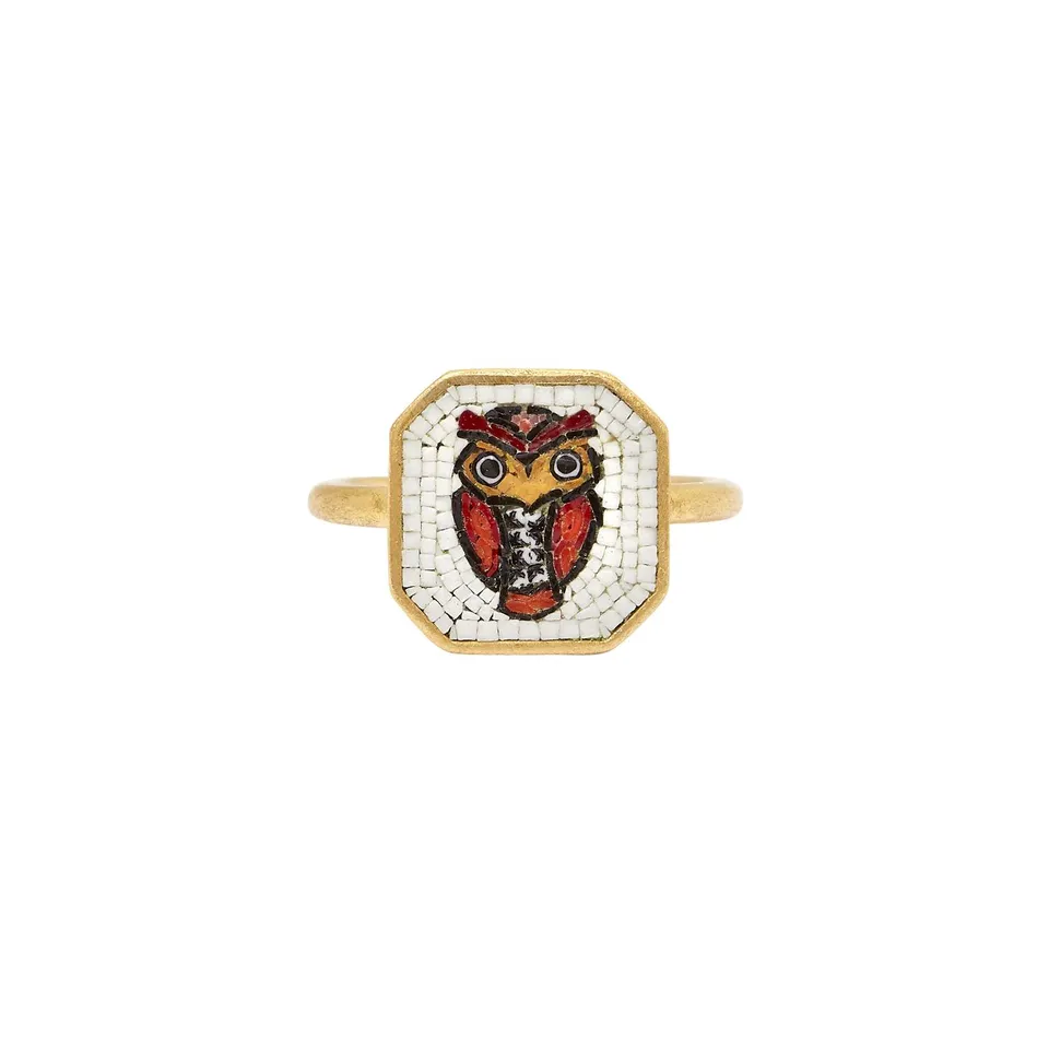 Le Sibille Anelli Owl Ring anello oro giallo