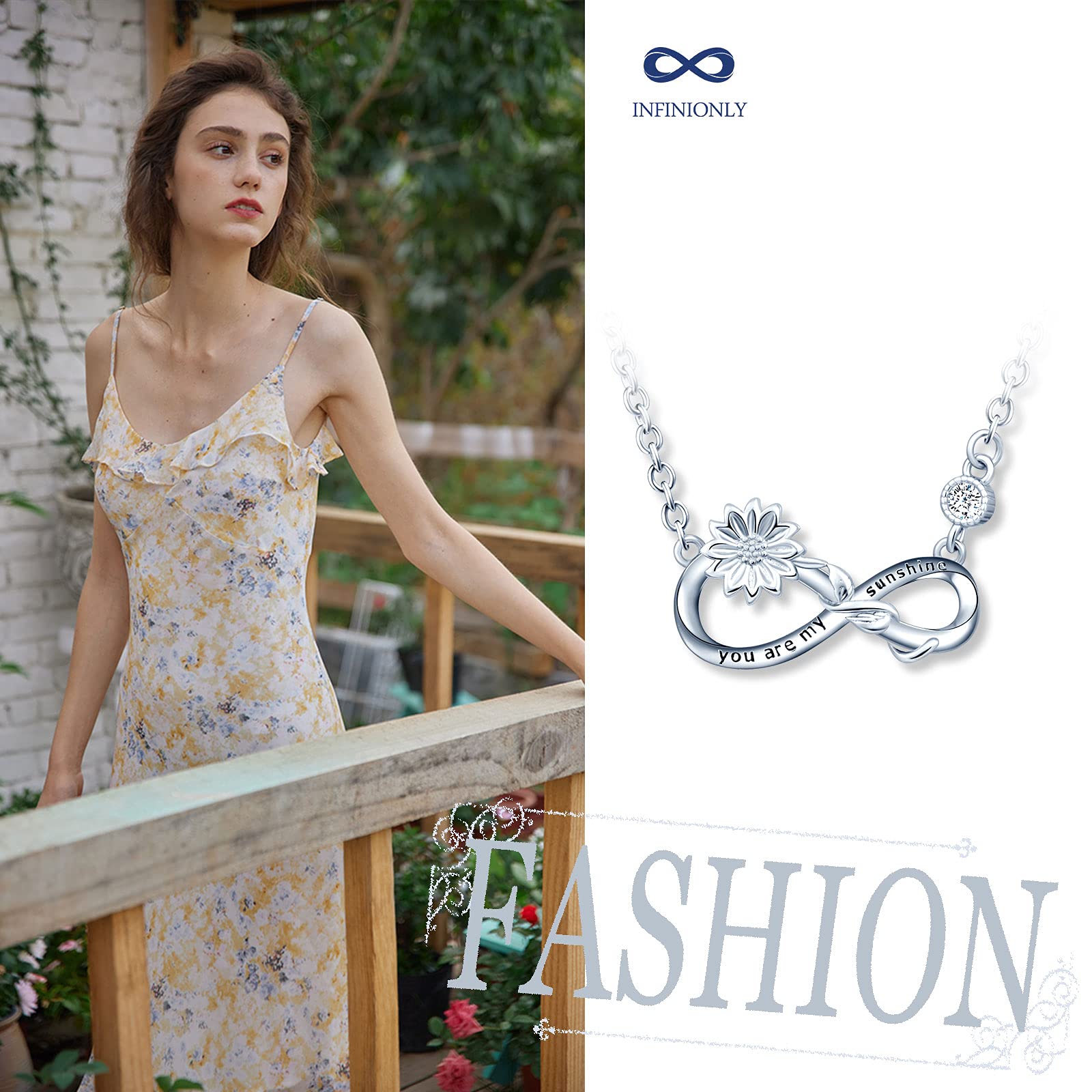 INFINIONLY Fashion Collana Girasole Argento 925 Infinito