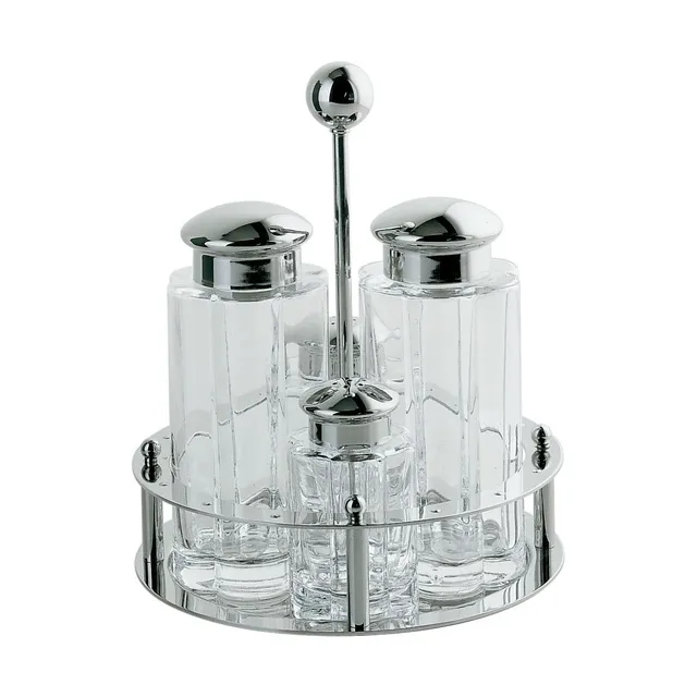 Alessi MG05 servizio olio aceto sale pepe acciaio vetro 20 cl