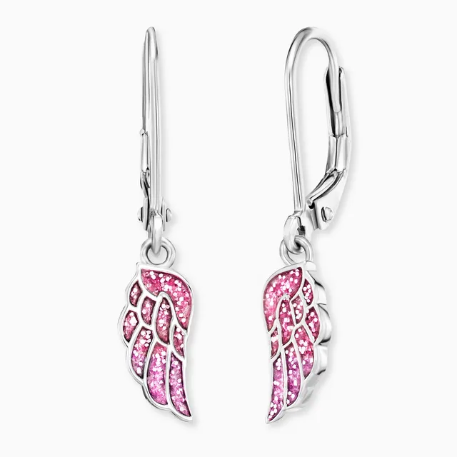 Engelsrufer Orecchini Bimba Ala Glitter Smalto Acciaio