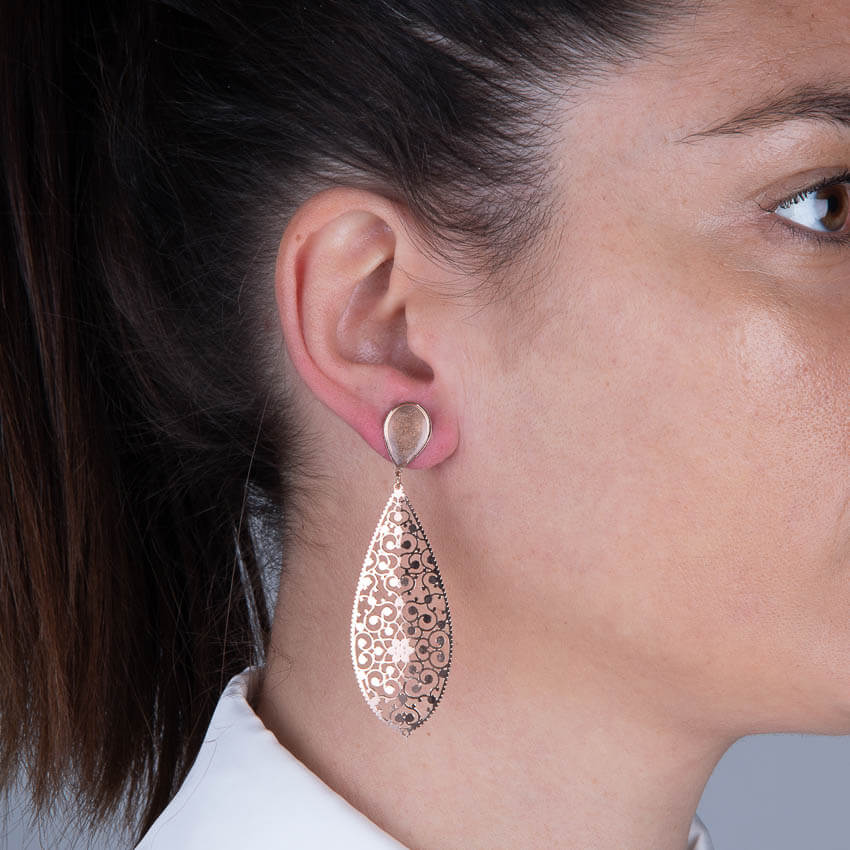 Chic Ad Hoc Orecchini goccia arabesco oro rosa