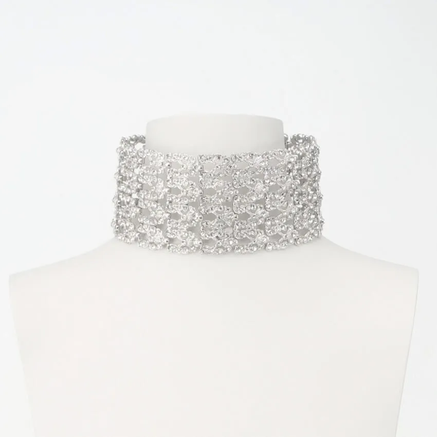 Chic Ad Hoc Collane choker cristallo argento collana
