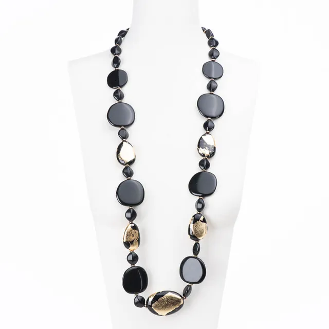 Chic Ad Hoc Collane lunga resina nero oro collana
