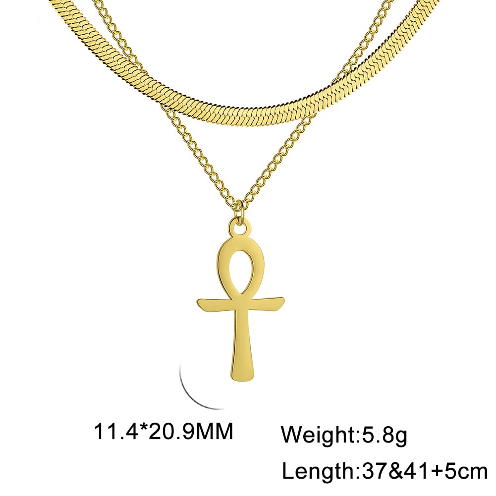 EUEAVAN Necklaces collana Ankh croce oro acciaio inox donna