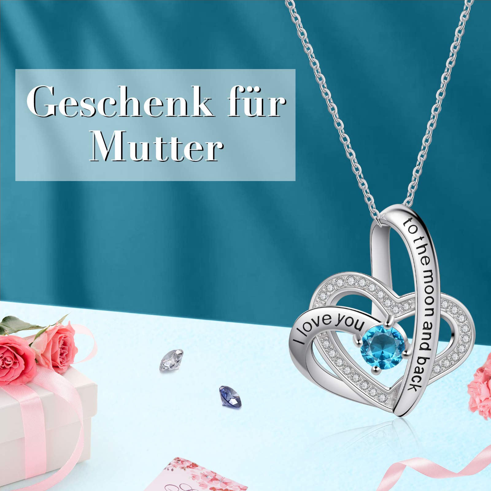 Jessemade Cuore Collana Argento 925 Birthstone Zirconi