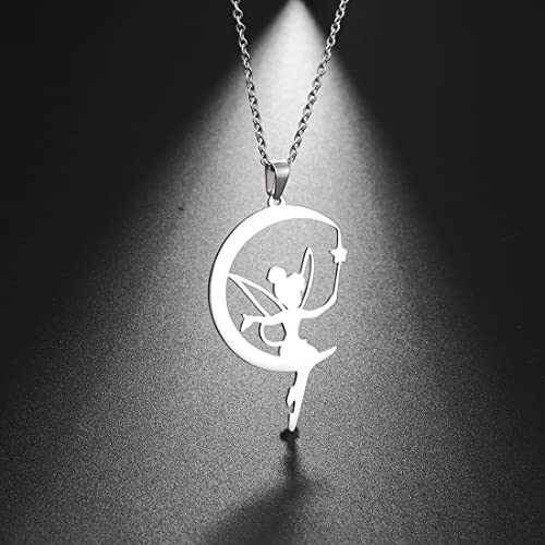 EUEAVAN Moon collana fata sulla luna argento