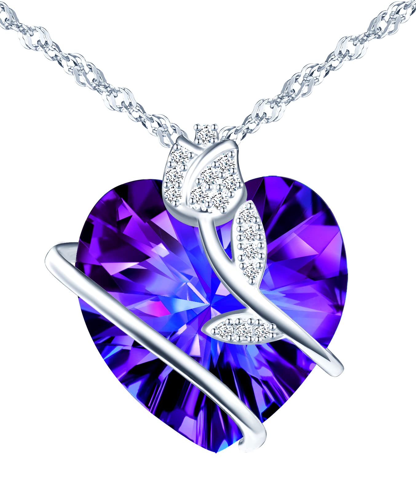 INFINIONLY Fashion Necklaces collana argento cuore viola 45cm