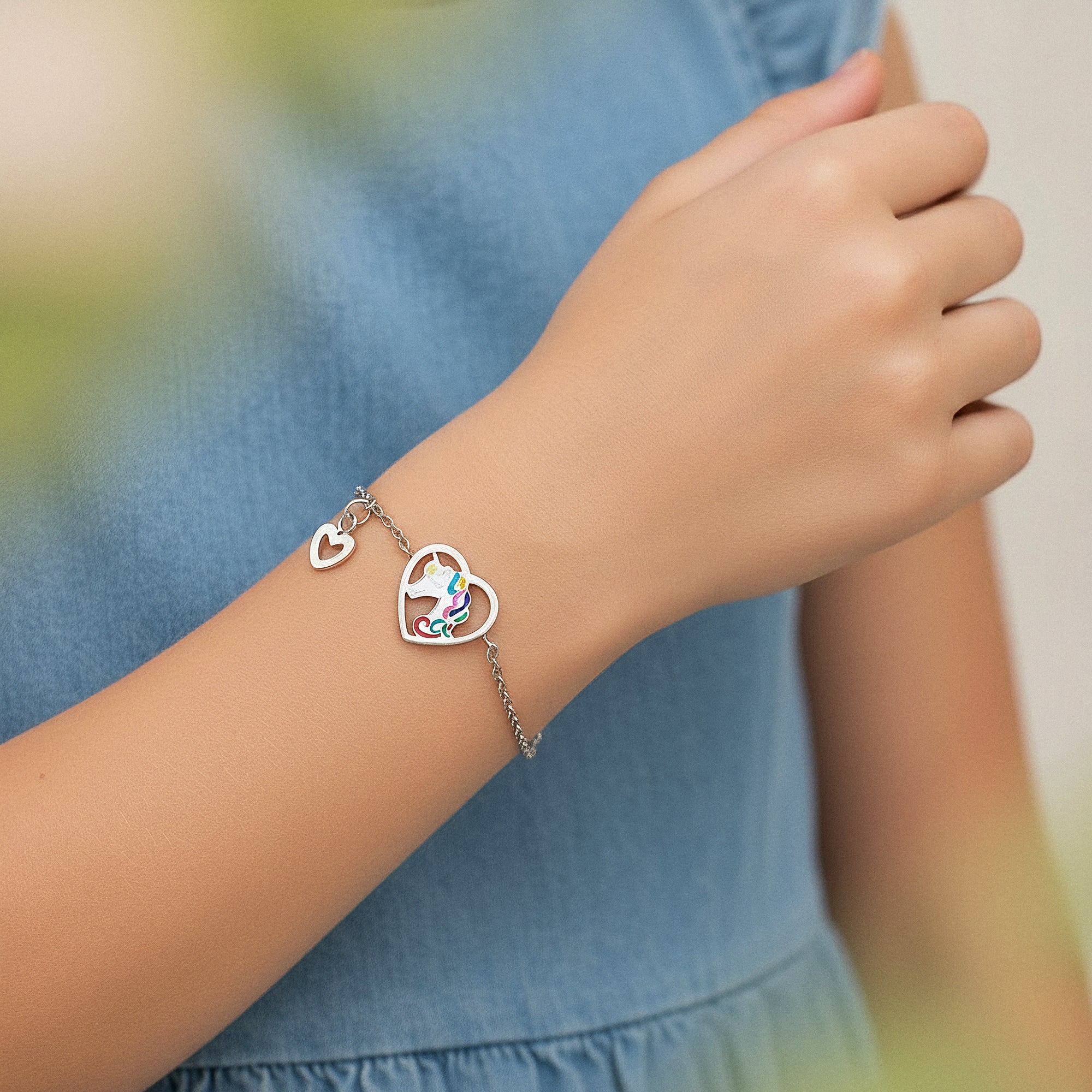 Engelsrufer Kinder bracciale unicorno acciaio smalto bambina