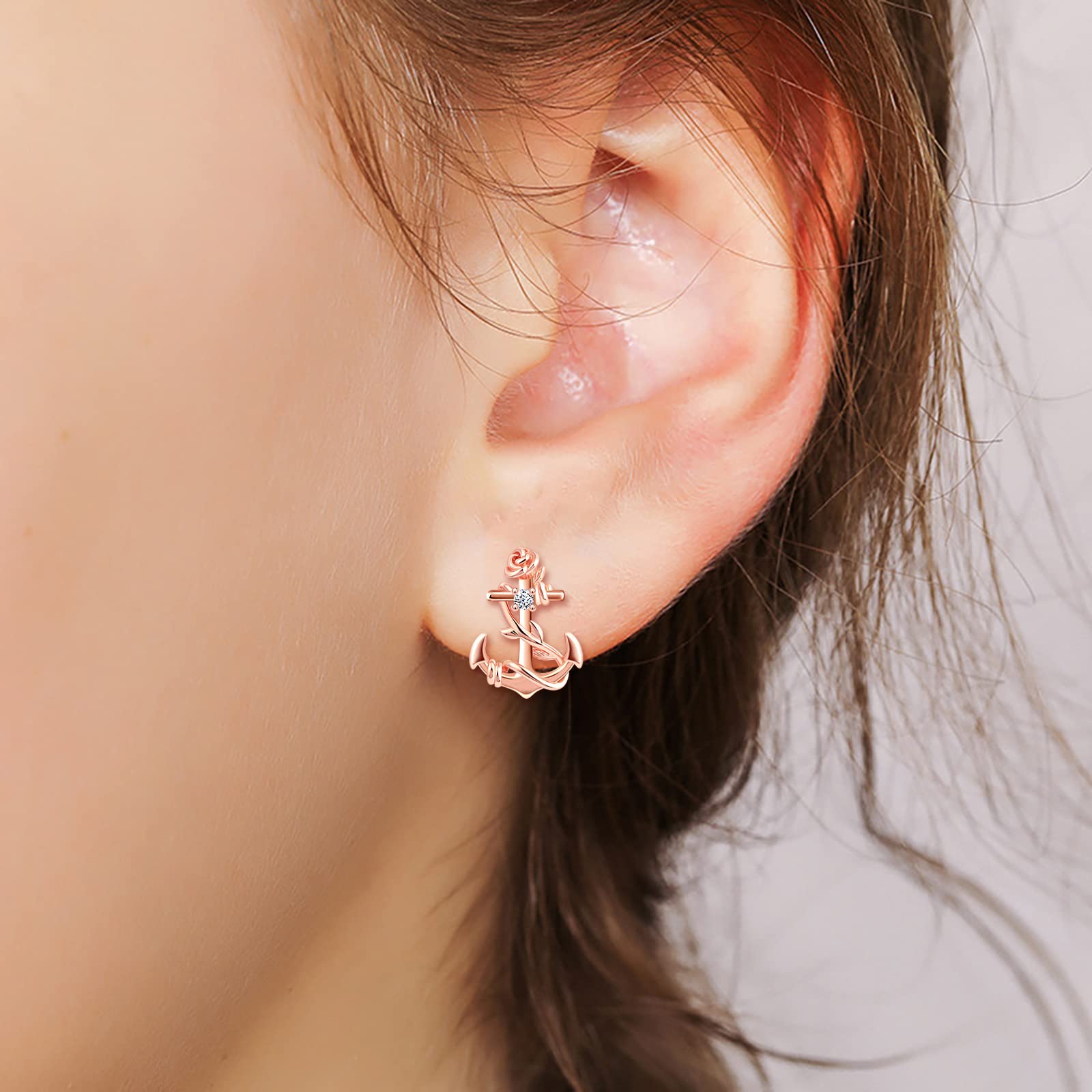 INFINIONLY Fashion Ancora parure argento 925 oro rosa zircone