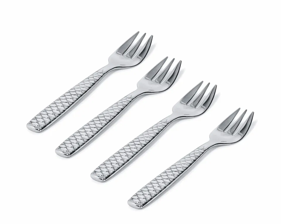 Alessi Colombina Fish FM23/36S4 forchettine ostriche set 4 pezzi acciaio
