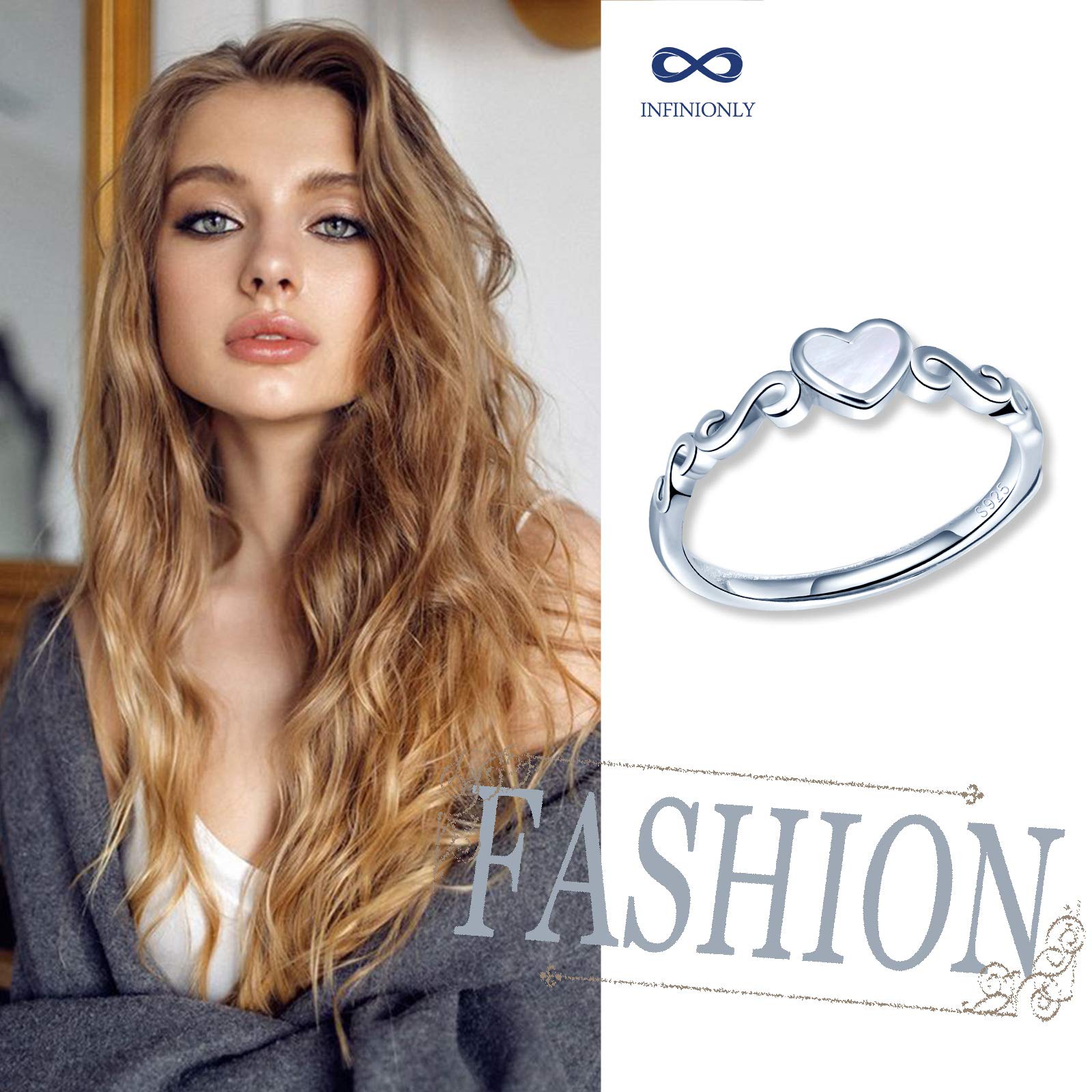 INFINIONLY Fashion Rings anello argento 925 cuore regolabile