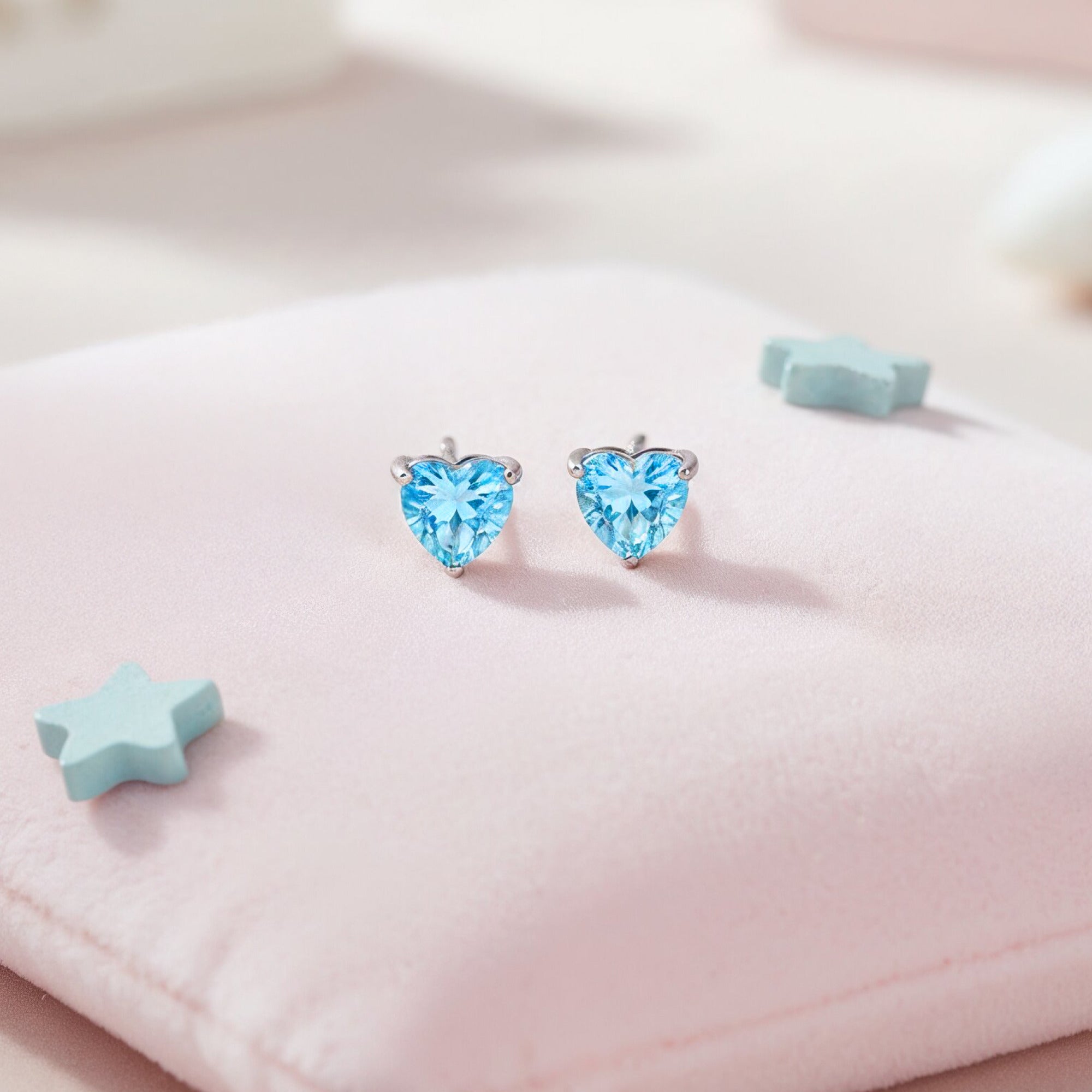 Engelsrufer Kinder Orecchini acciaio cuore zirconi blu