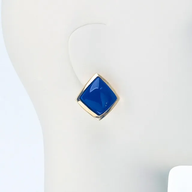 Chic Ad Hoc Orecchini clip blu oro pietra