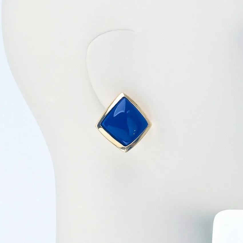 Chic Ad Hoc Orecchini clip blu oro pietra