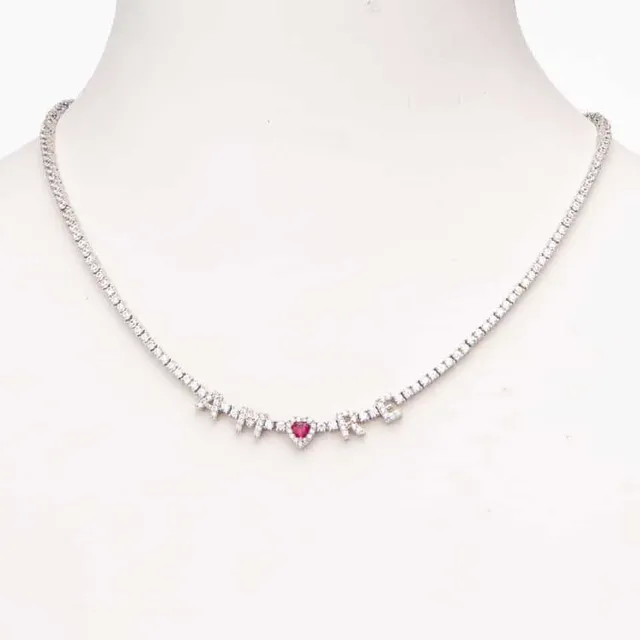 Chic Ad Hoc Collana girocollo tennis amore cuore rosso argento