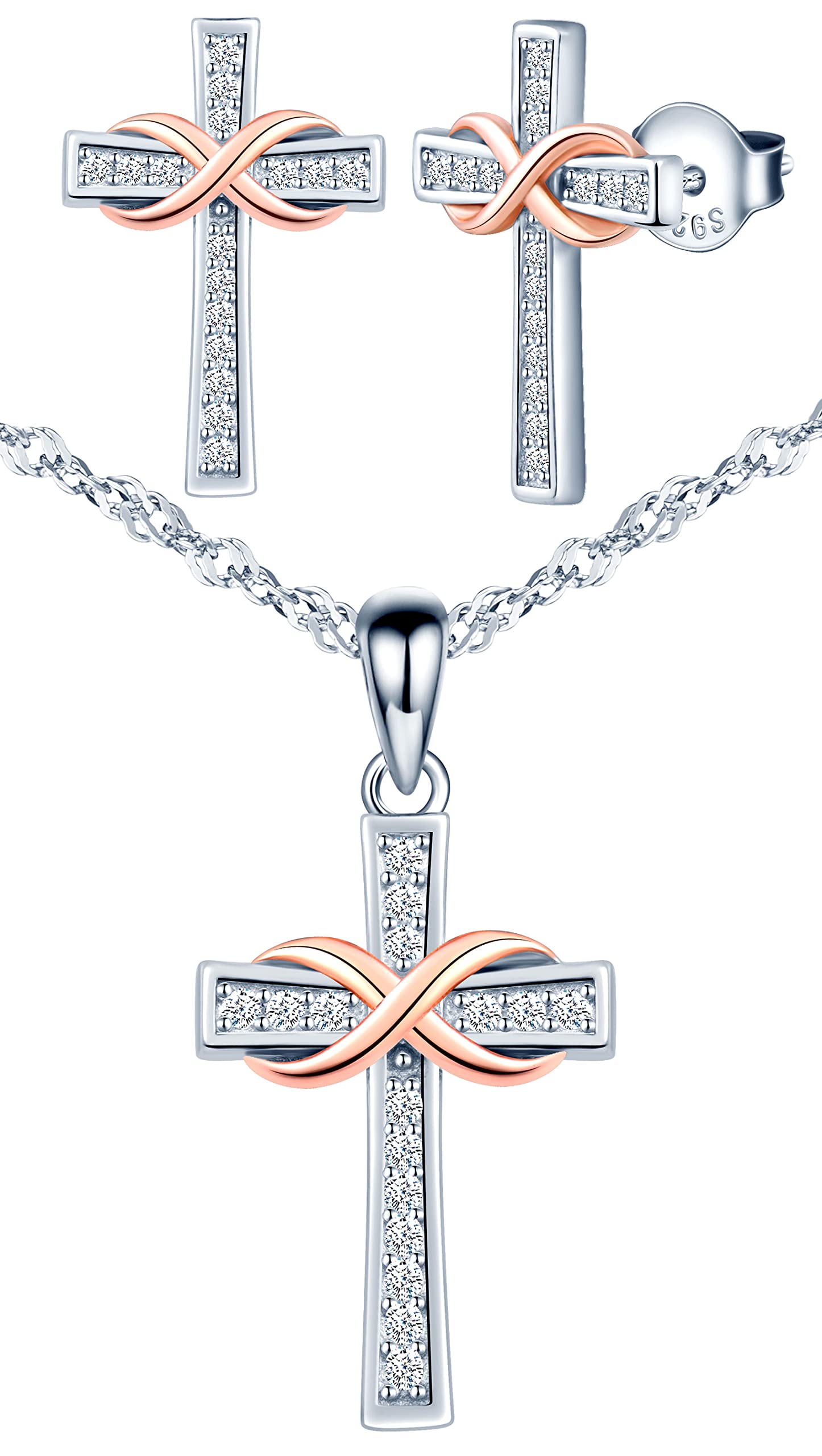 INFINIONLY Fashion Necklaces B-collane collana argento croce