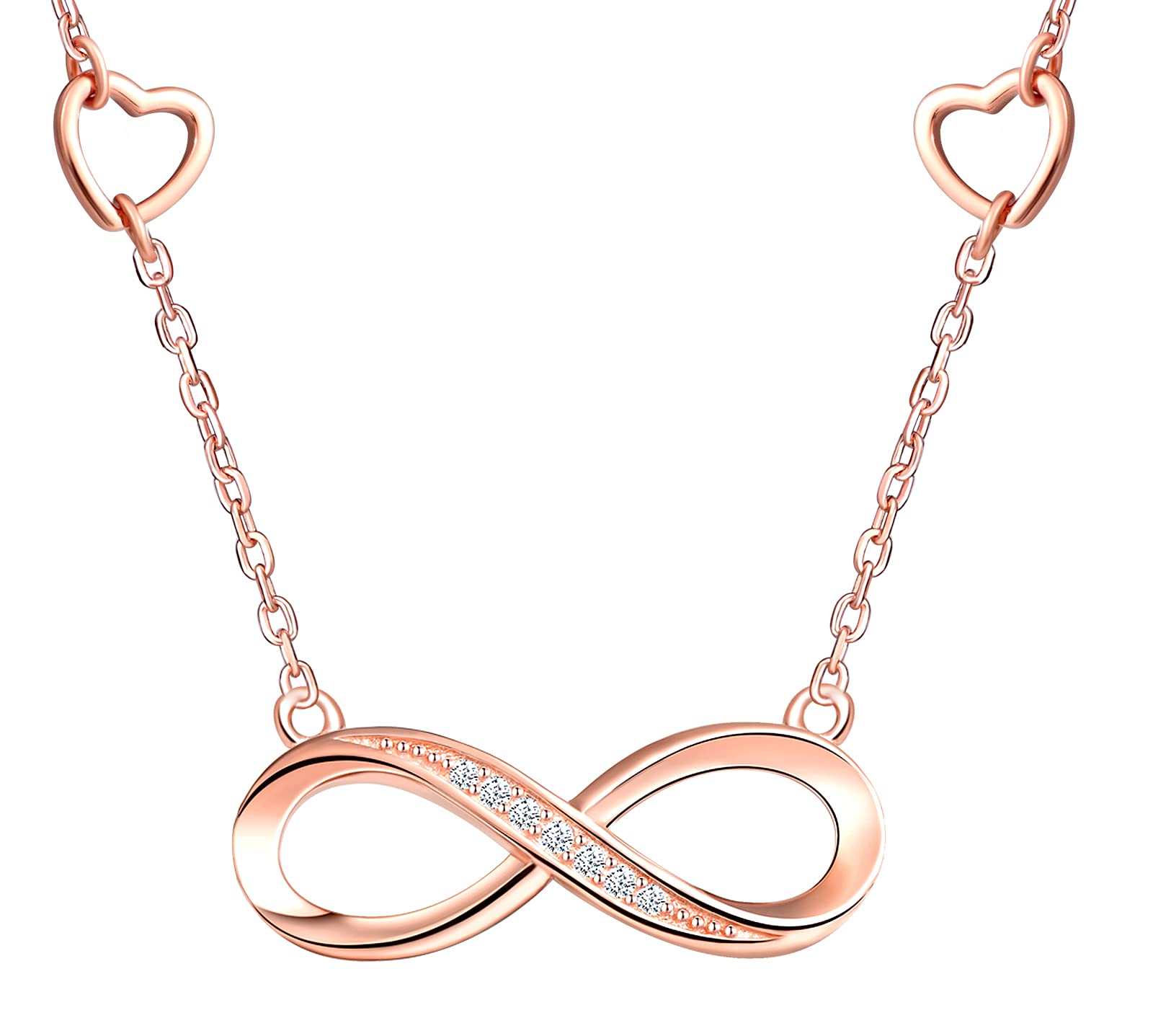 INFINIONLY collana infinito cuore oro rosa zircone