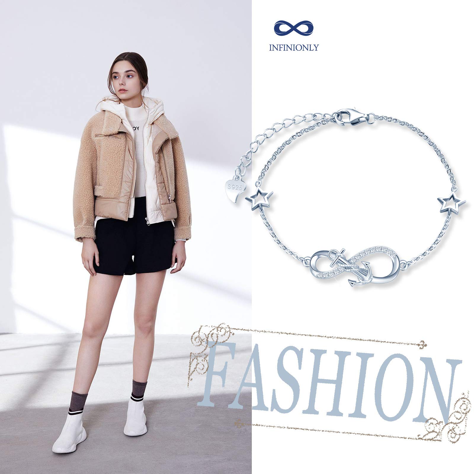 INFINIONLY bracciale infinito argento 925 stella zircone