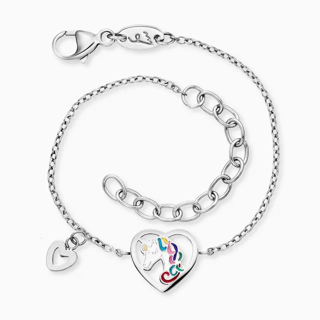 Engelsrufer Kinder bracciale unicorno acciaio smalto bambina