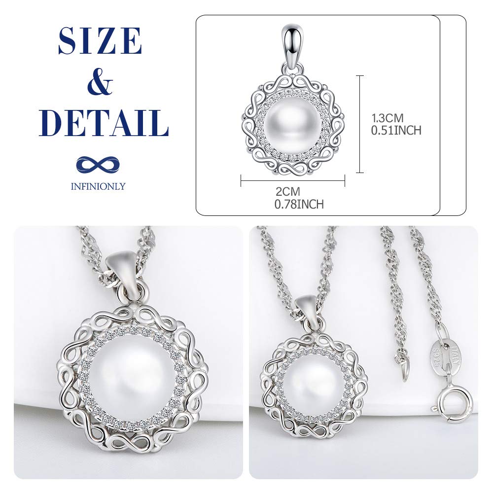 INFINIONLY Fashion collana perla fiore infinito zirconi