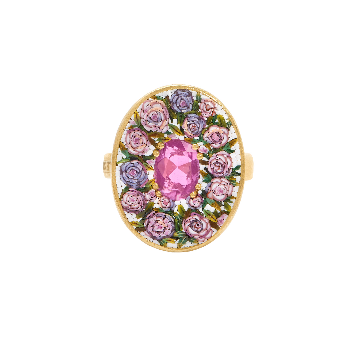 Le Sibille Rosegarland Anello oro zaffiri pink mosaico