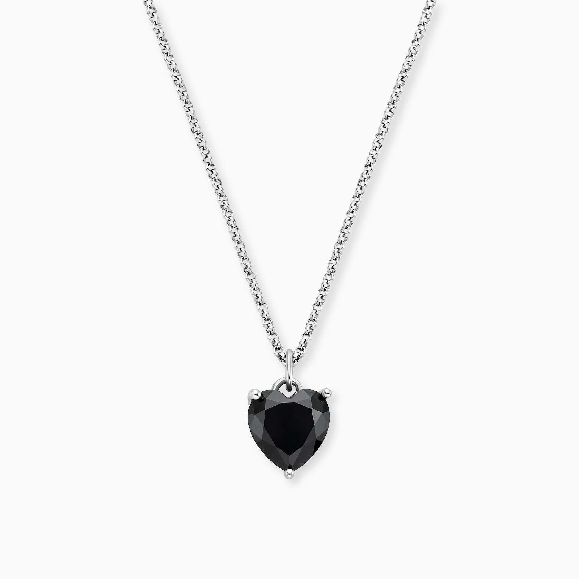 Engelsrufer Shiny Herz collana argento 925 cuore zirconia nera