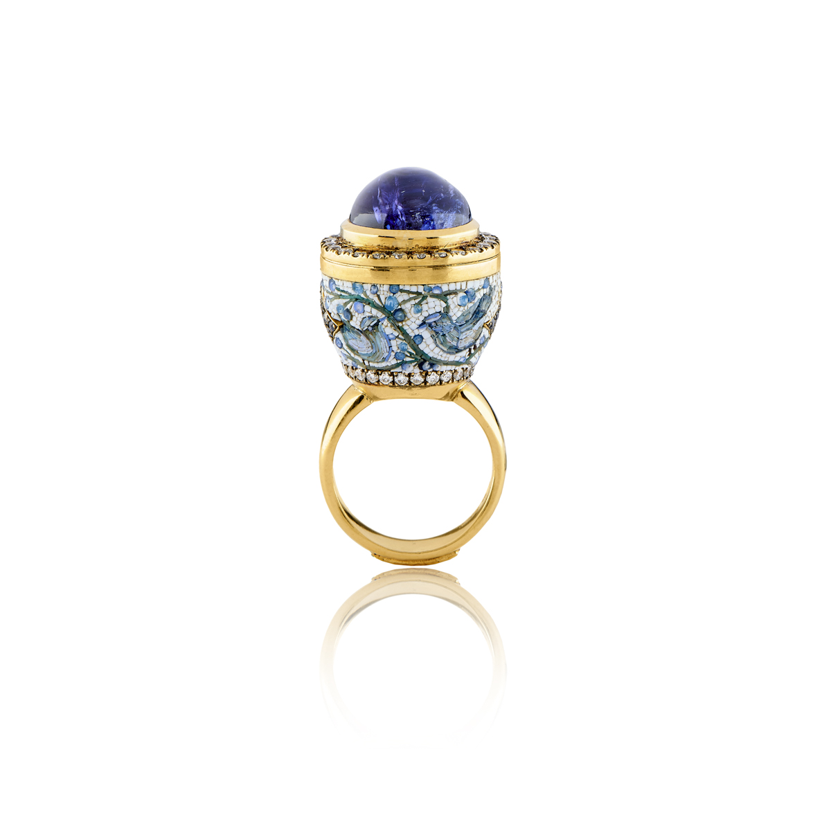 Le Sibille Lalique Ring anello oro tanzanite 13,83ct