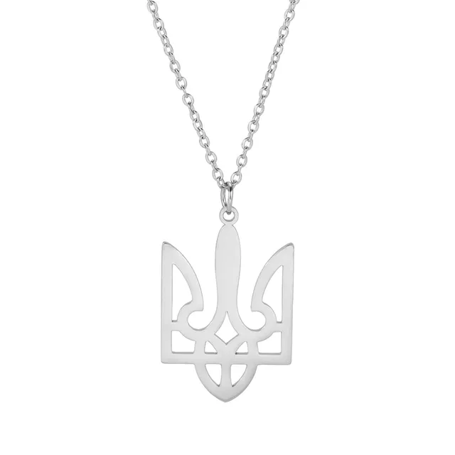 EUEAVAN Necklaces Collana tridente Ucraina argento acciaio