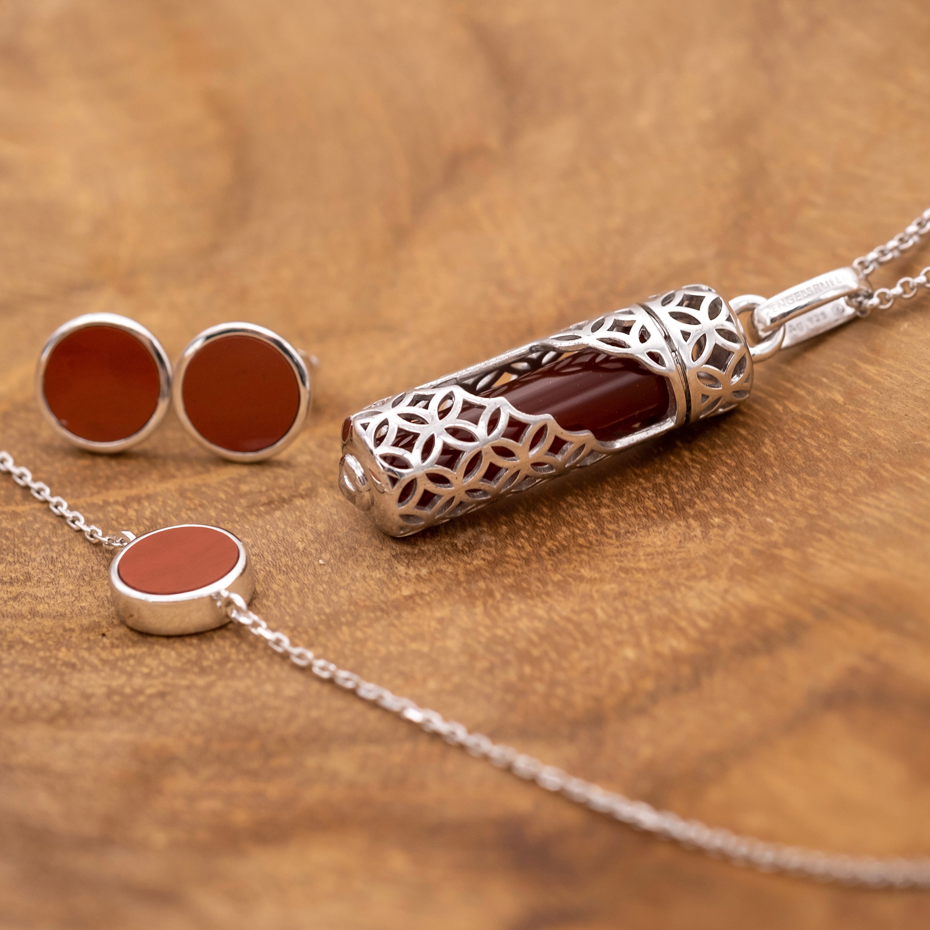 Engelsrufer Powerful Stone Collana Argento Diaspro Rosso M