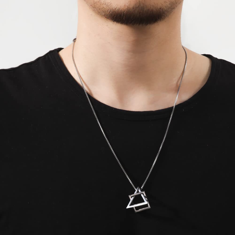 EUEAVAN Necklaces collana acciaio triangolo minimal uomo