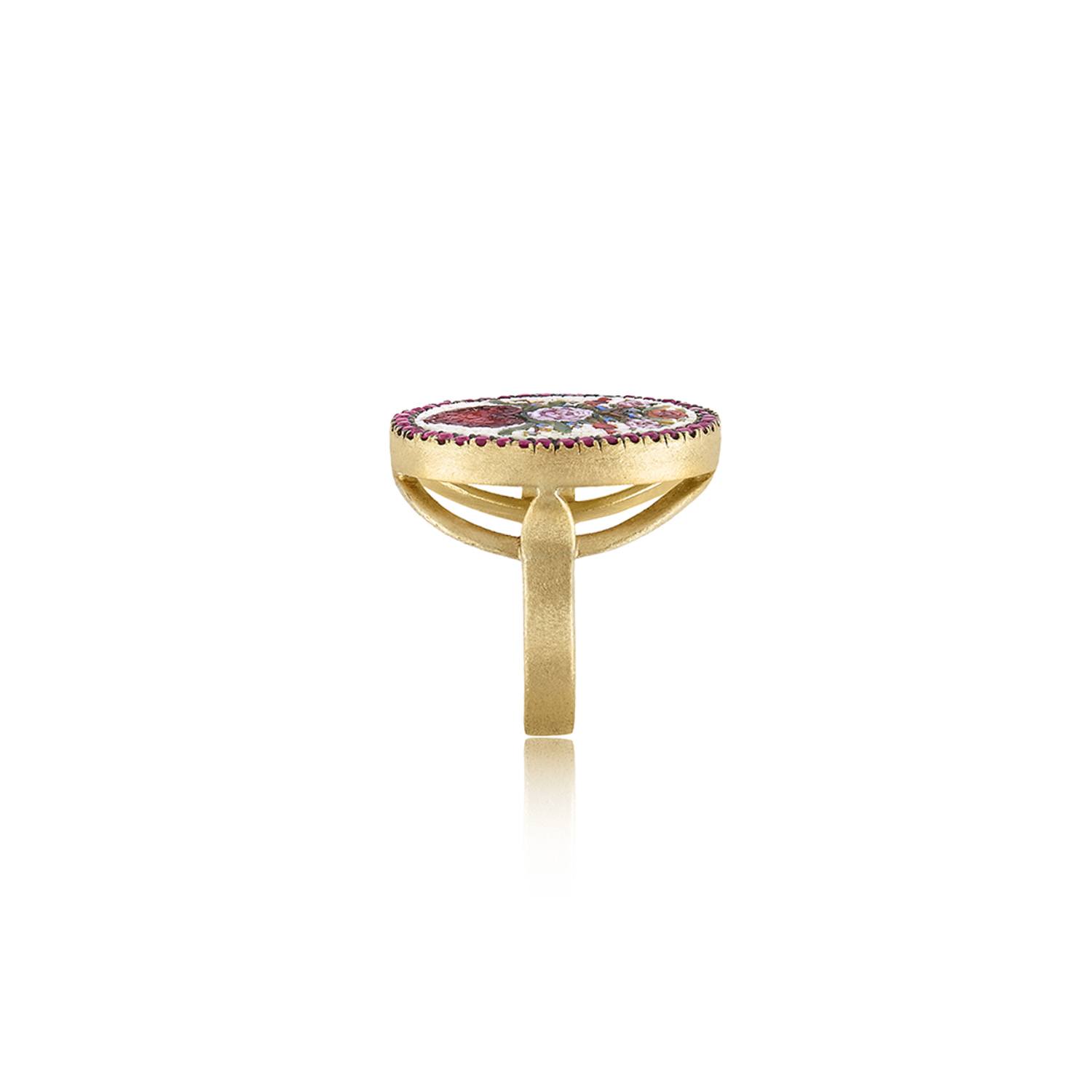 Le Sibille Flower Heart anello oro 18ct rubini rossi