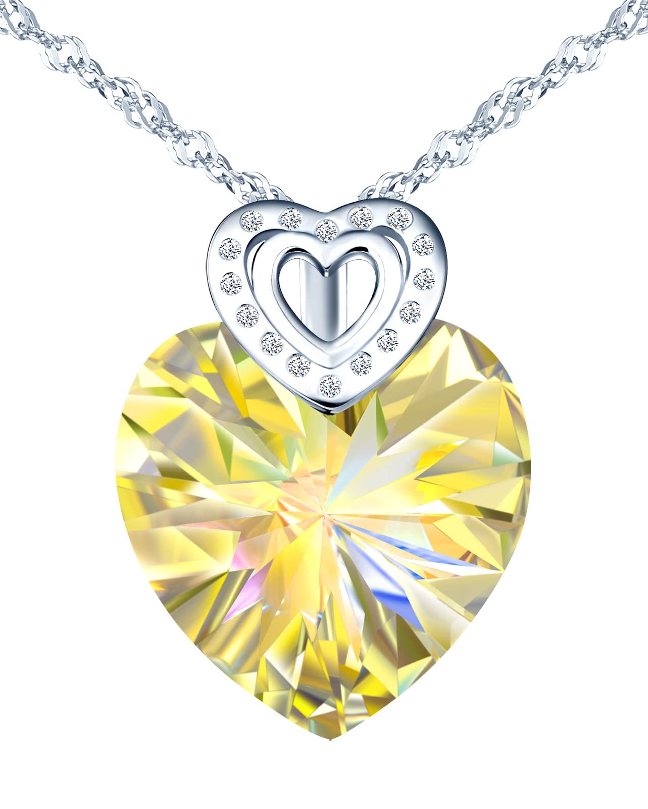 INFINIONLY Cuore dell'Oceano Collana Cuore Viola 45cm Argento