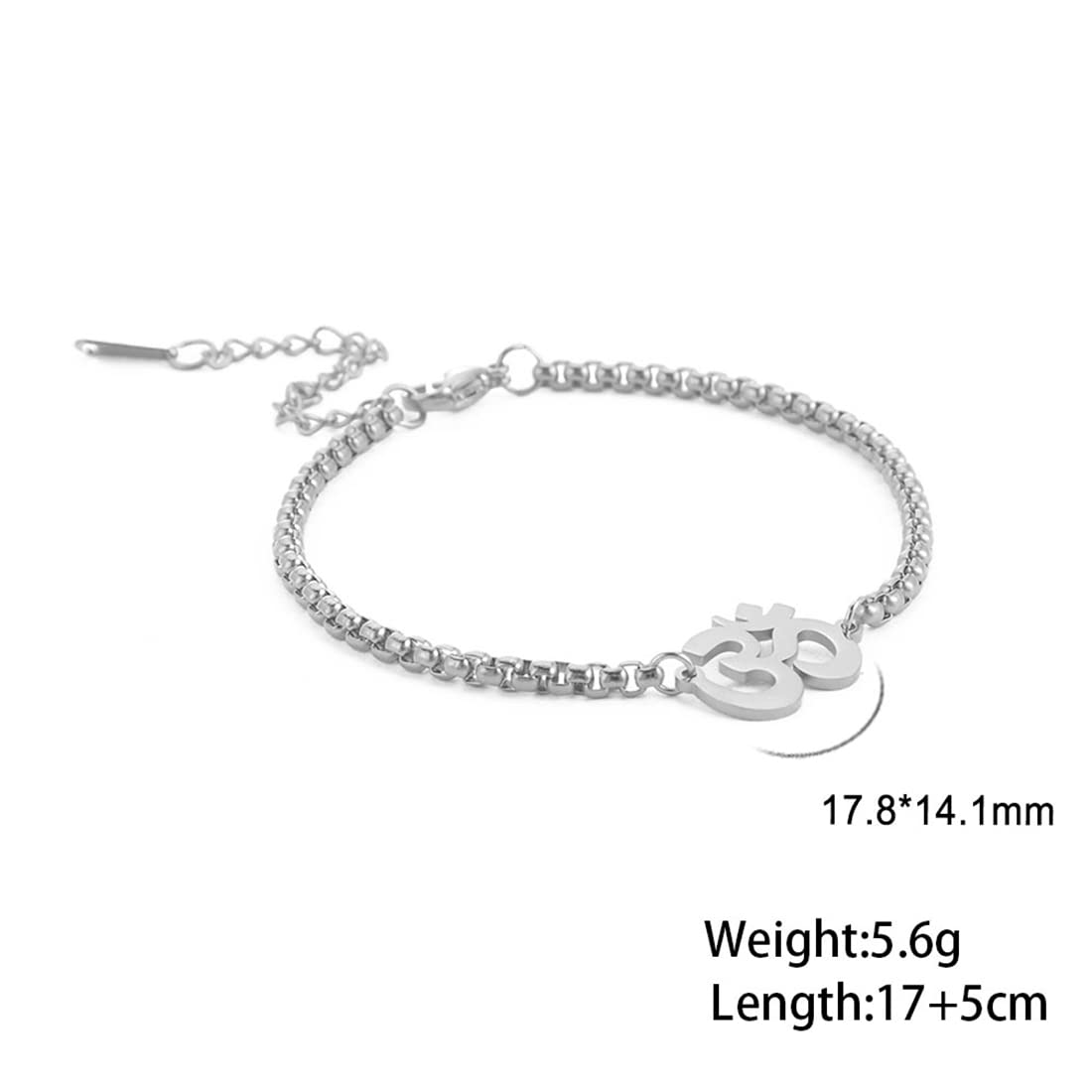 EUEAVAN Bracelets bracciale Om argento yoga portafortuna