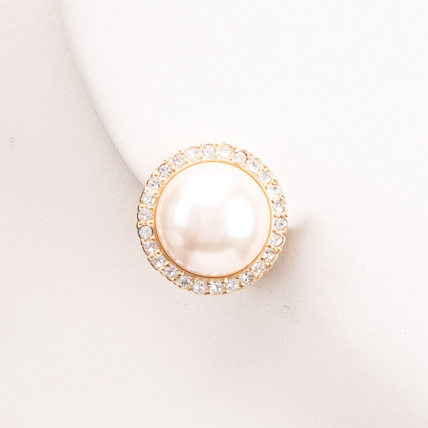 Chic Ad Hoc Orecchini clip perla strass oro fascione