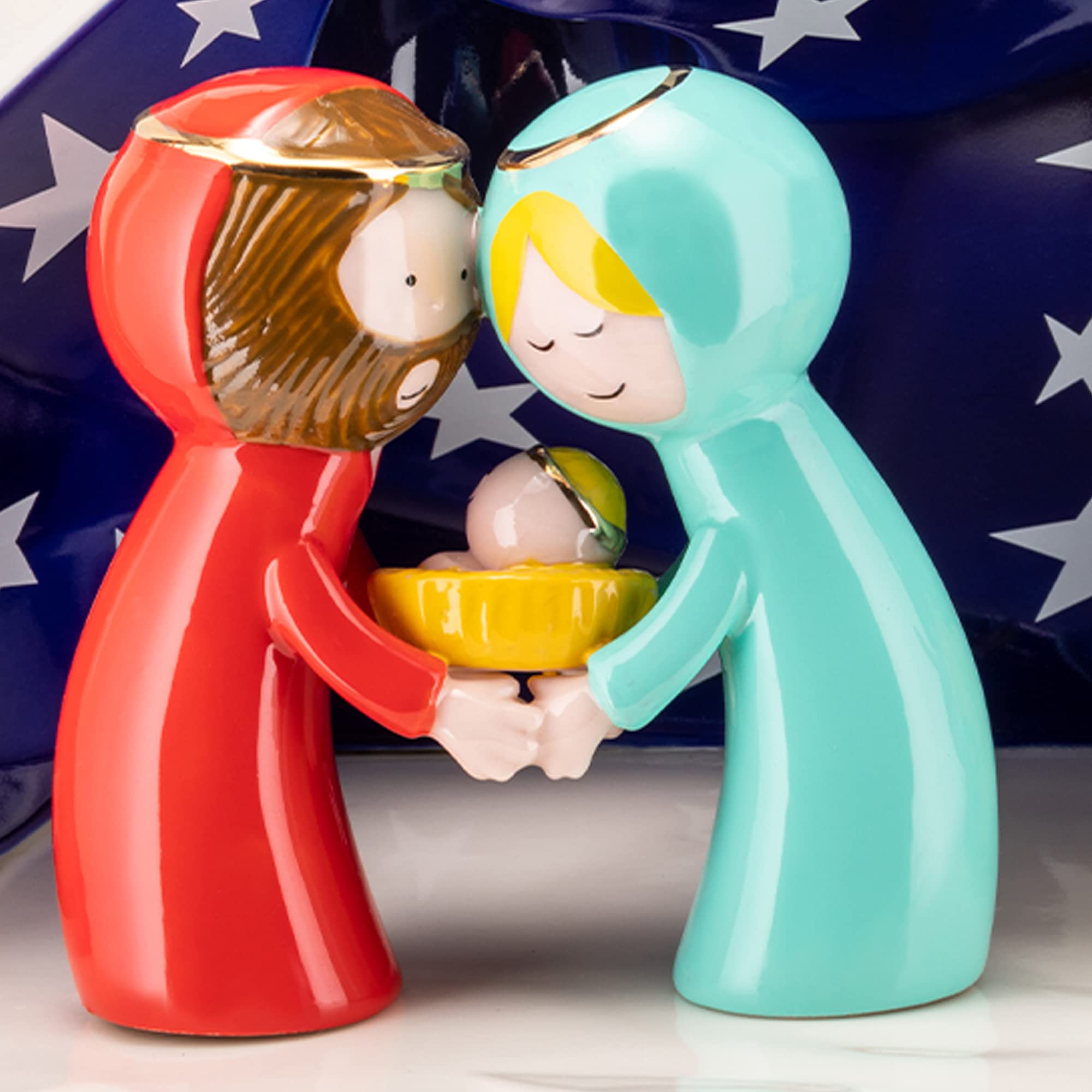 Alessi Happy Eternity AGJ01 W presepe porcellana 5 pezzi blu