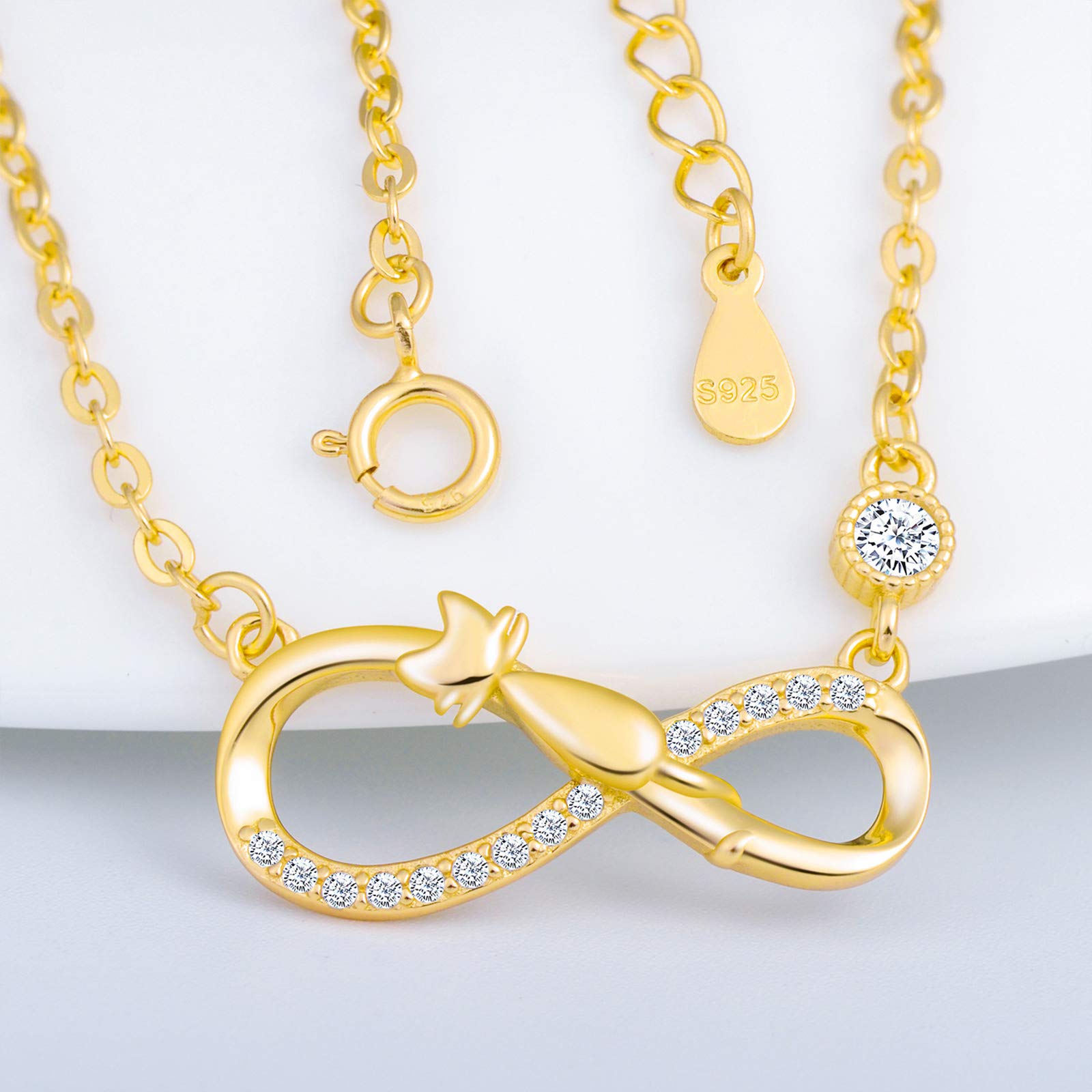 INFINIONLY Fashion Necklaces collana oro infinito gatto zirconia