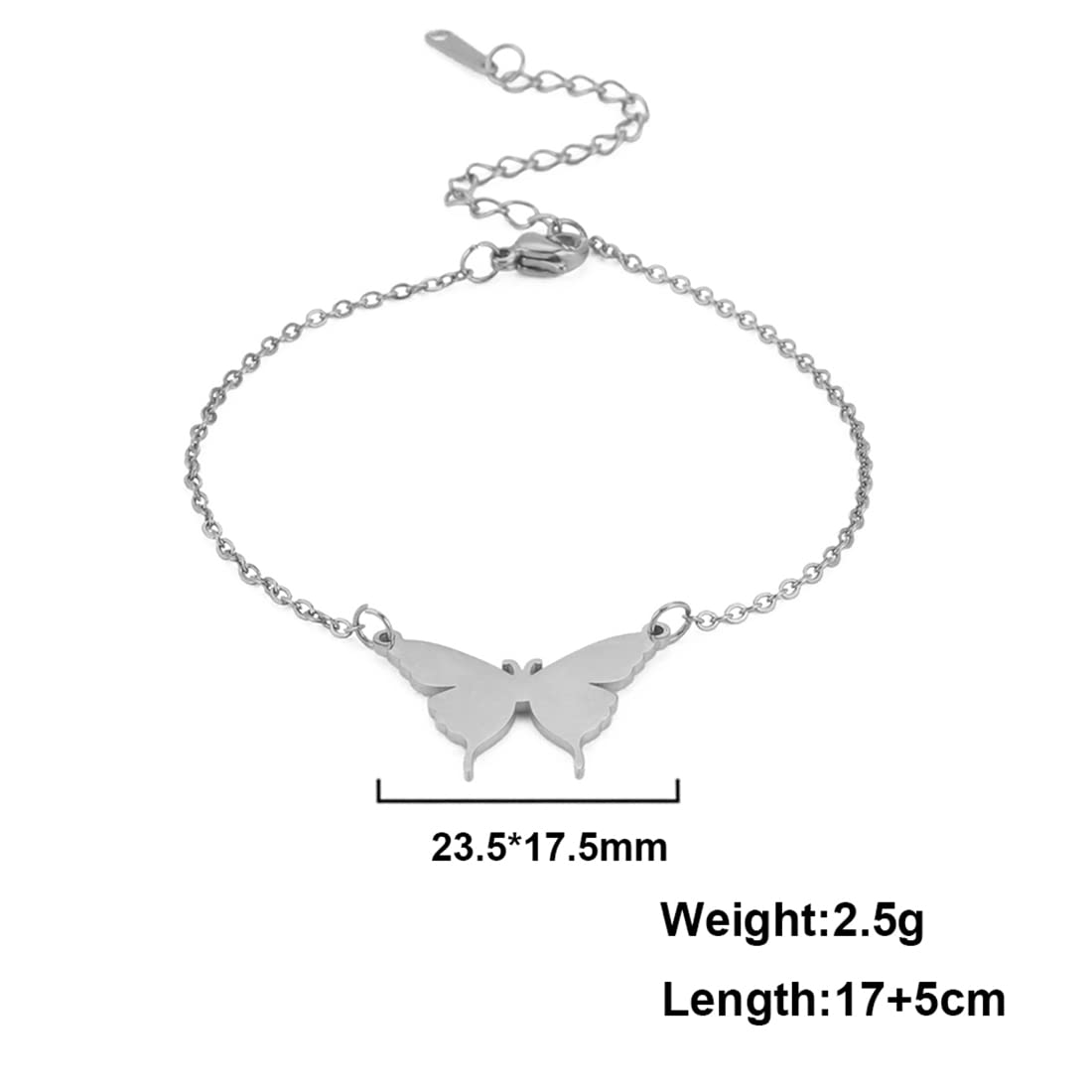EUEAVAN Farfalla Bracciale bangle acciaio amicizia