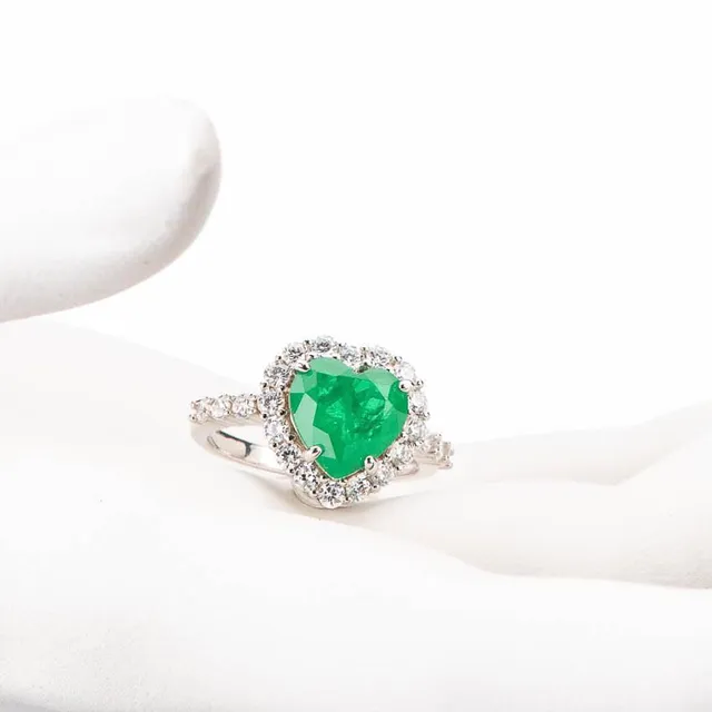 Chic Ad Hoc Anello Cuore Verde Smeraldo Zirconi
