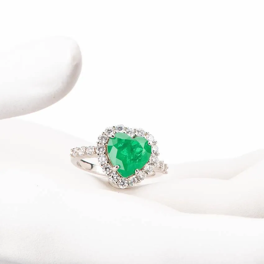 Chic Ad Hoc Anello Cuore Verde Smeraldo Zirconi