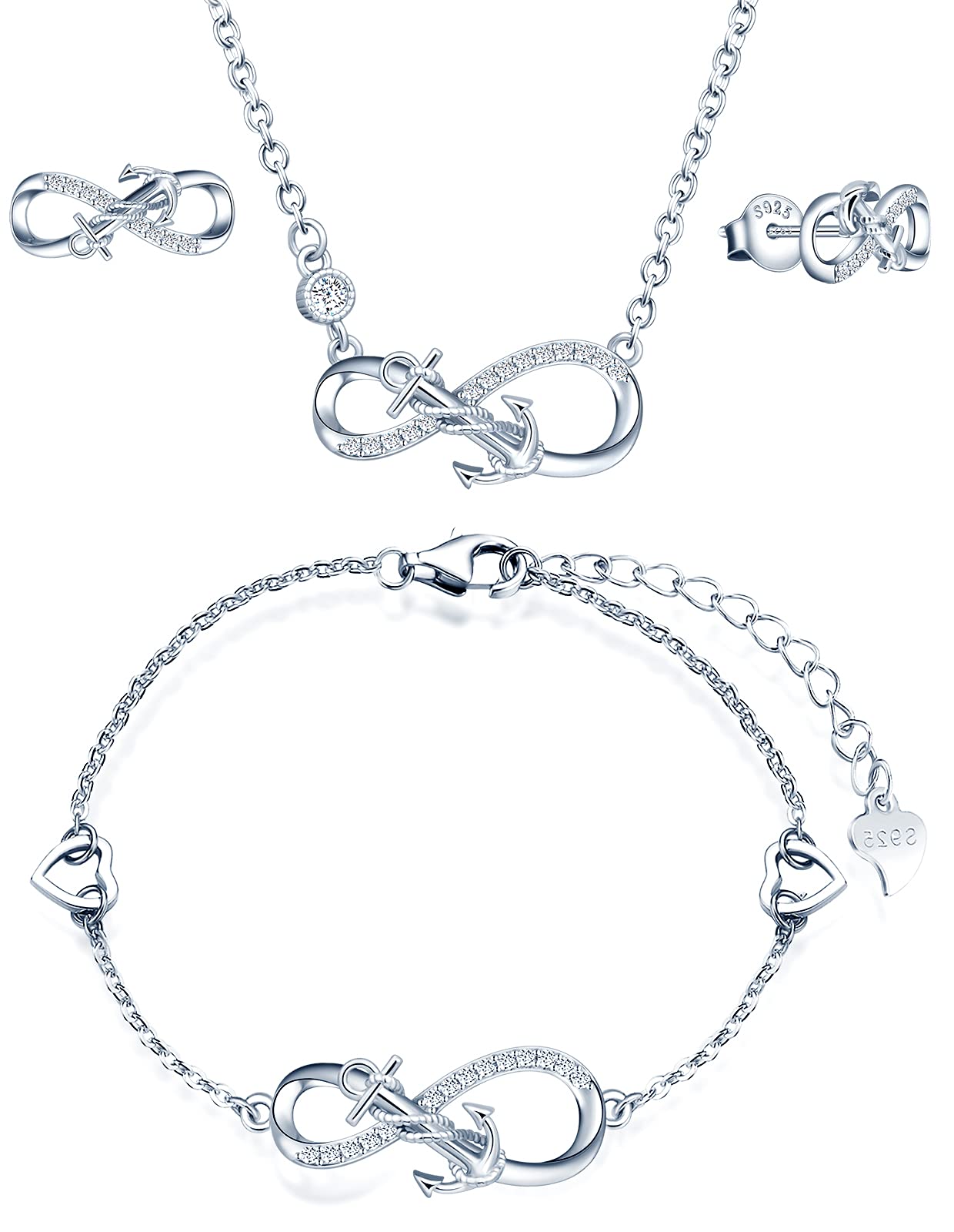 Infinionly Parure Set Gioielli Infinito Ancora B Argento
