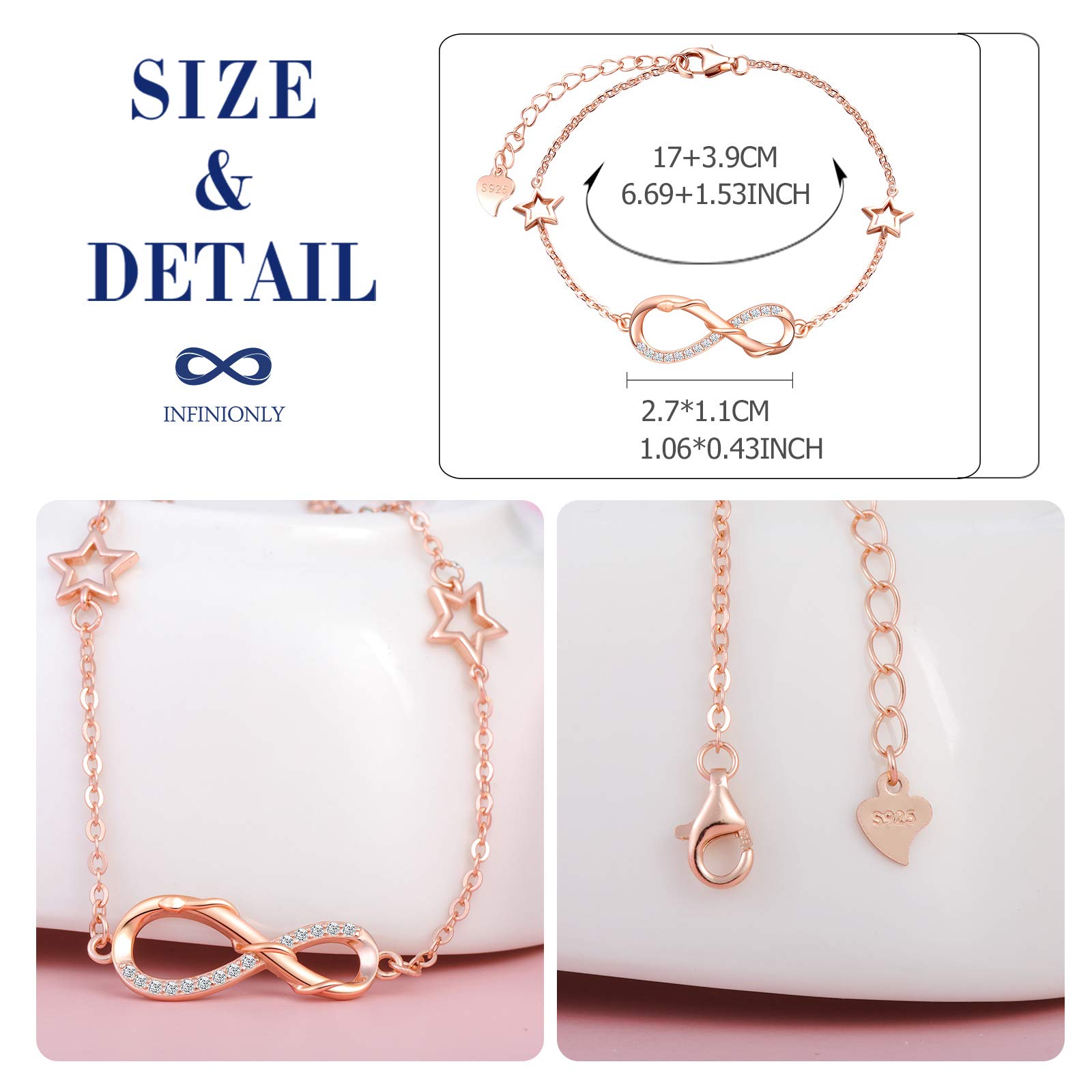 INFINIONLY Fashion Bracelets Bracciale Infinito C Stella Argento 925