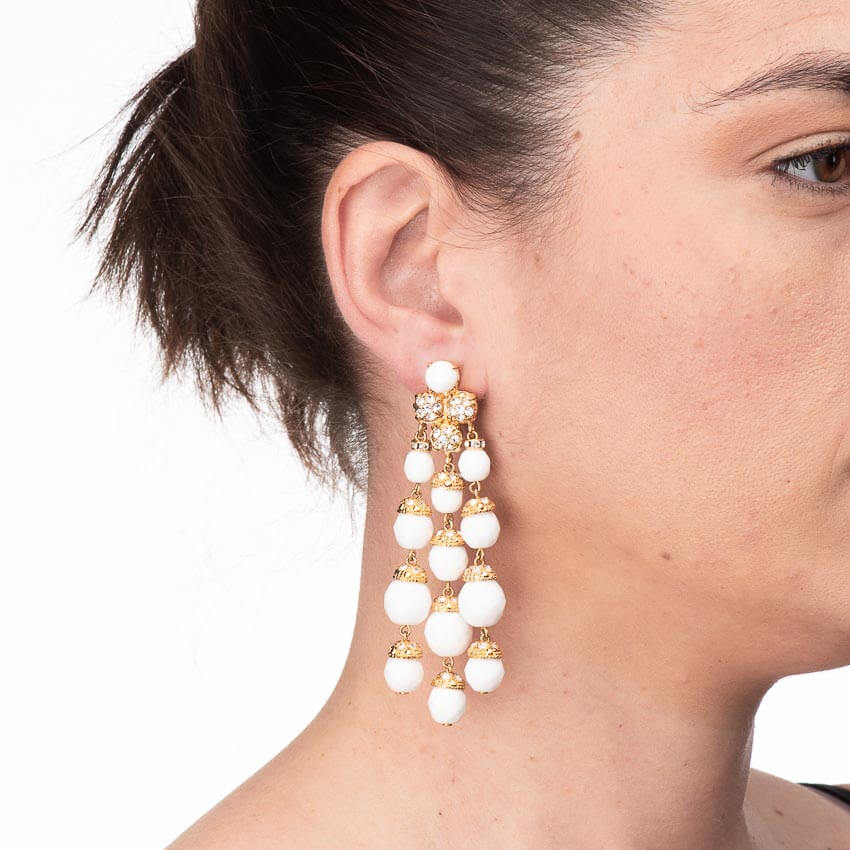 Chic Ad Hoc Orecchini Clip oro orecchini agata bianca