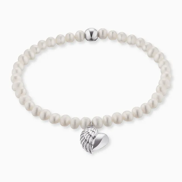 Engelsrufer Bracciale Perle Cuore Ali Argento 925