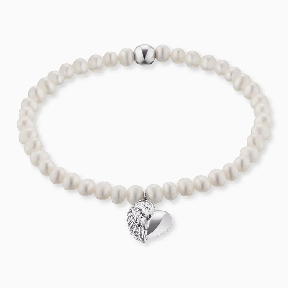 Engelsrufer Bracciale Perle Cuore Ali Argento 925