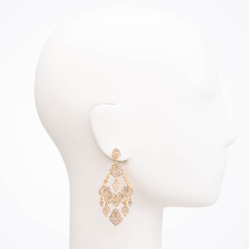 Chic Ad Hoc Orecchini Chandelier oro e cristalli pendenti