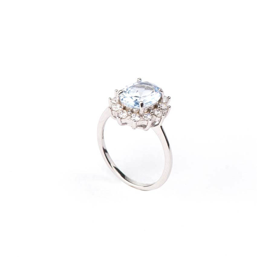 Chic Ad Hoc Anelli Anello fiore acquamarina anello argento crystal