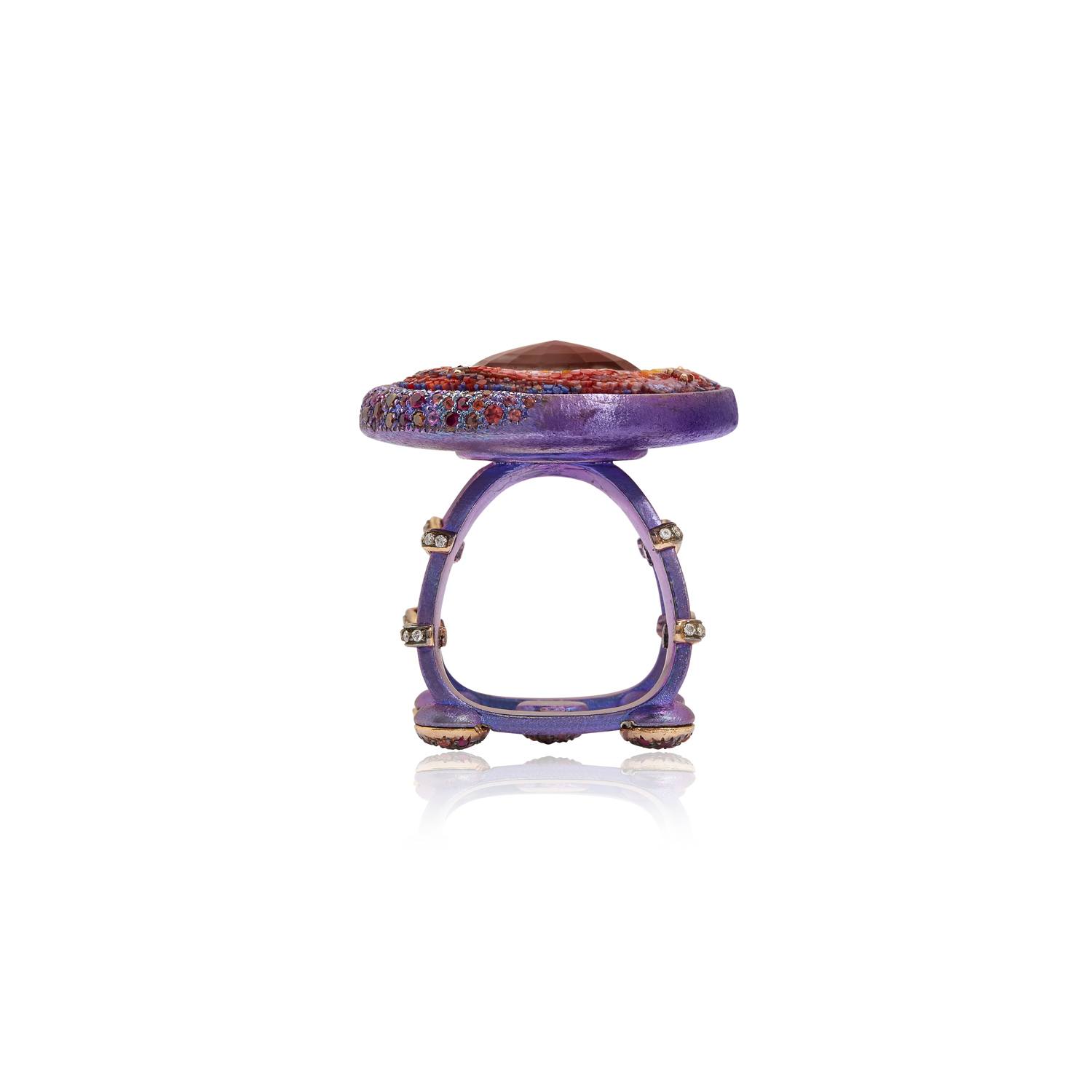 Le Sibille Venus Ring anello oro rosa granato rodolite